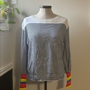 ZAKET & PLOVER Striped Sweater with Rainbow Accents